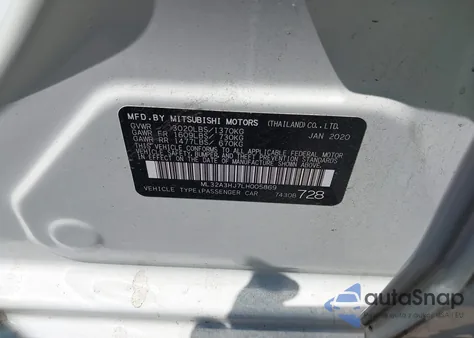 2020 Mitsubishi Mirage Es из США, поврежденный, VIN ML32A3HJ7LH005869